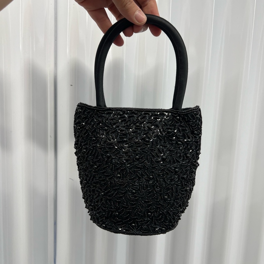 Vintage Carlo Fellini Black Beaded Mini Handbag
